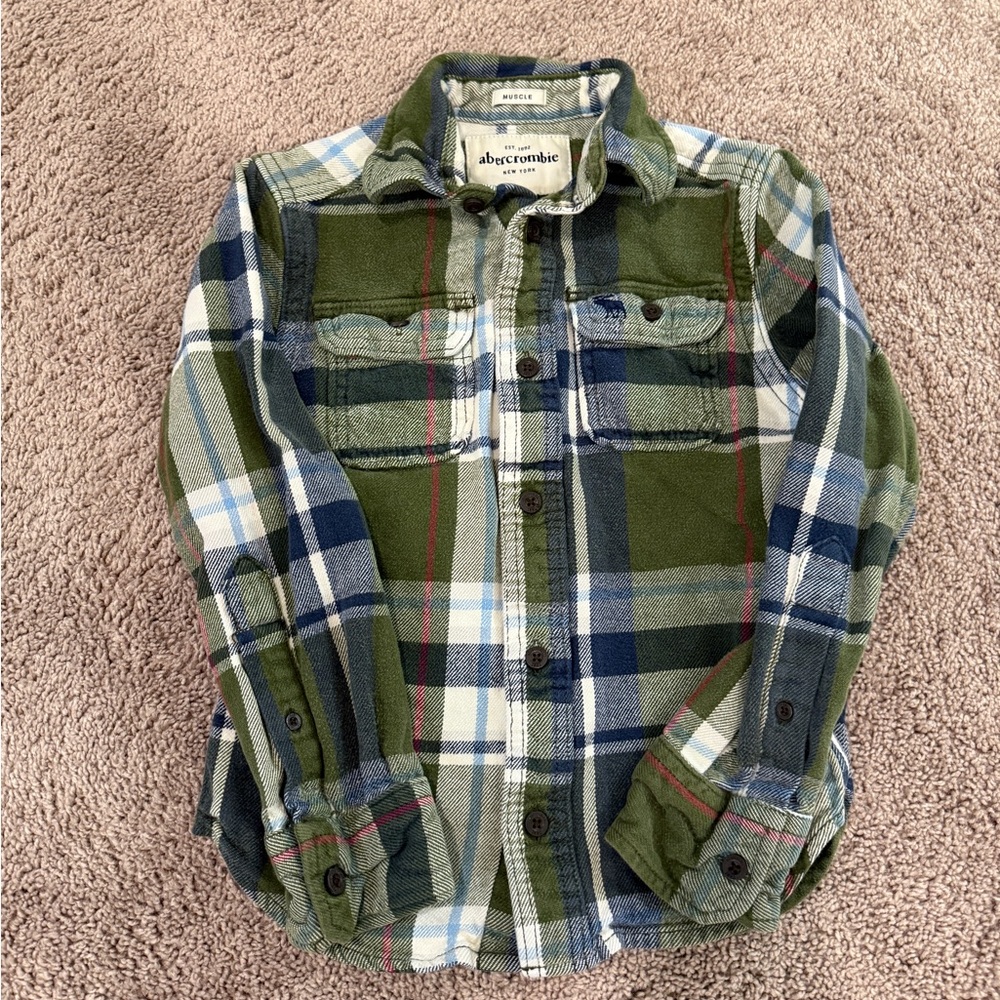 Abercrombie & Fitch Kids flannel Multicolor Plaid Button Down Shirt
